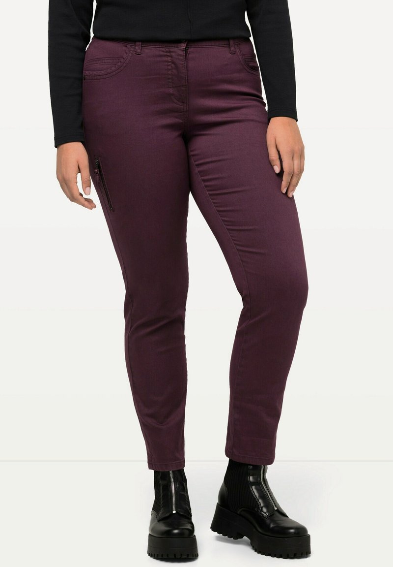 Ulla Popken SAMMY, ZIERBAND - Cargohose - dunkle beere
