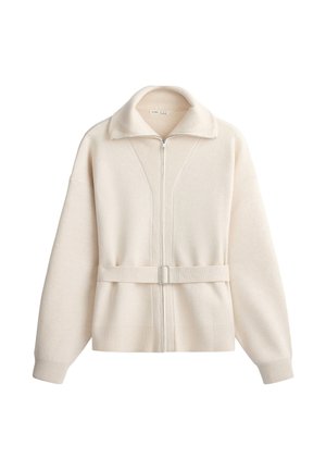 OYSHO, HIGH-NECK BELTED JACKET - Gilet - ecru