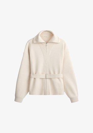 OYSHO, HIGH-NECK BELTED JACKET - Gilet - ecru