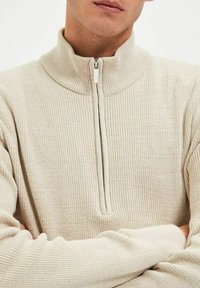 Selected Homme HIGH NECK - Pulover - oatmeal