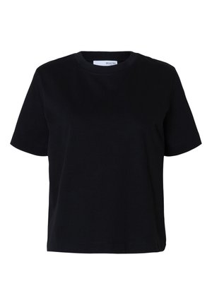 Selected, SLWESSENTIAL SS BOXY TEE NOOS - Základné tričko - black