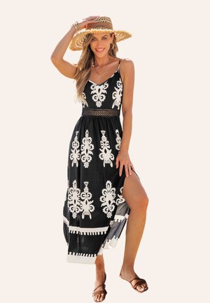 Cupshe FLORAL SLIT RUCHED - Robe de jour - black
