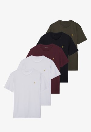 5 PACK - T-shirts - white/khaki/bordeaux/dark blue