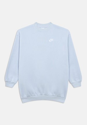Ανοιχτό μπλε φούτερ από μαλακό ύφασμα, με μακριά μανίκια και ριμπ μανσέτες. Διαθέτει λευκό λογότυπο Nike στο μπροστινό μέρος.