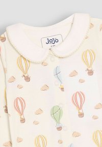 Body bébé crème avec col claudine, décoré de montgolfières colorées et de petits nuages, taille 0-3 mois.