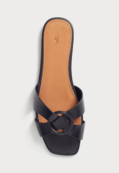 Polo Ralph Lauren LEATHER O-RING SANDAL - Natikači - black