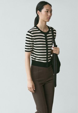 STRIPED SHORT SLEEVE  - Kardigan - metallic black