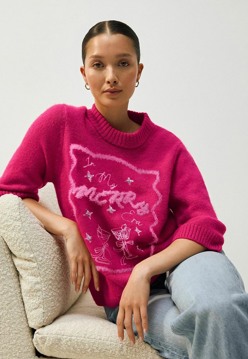 Cardigan in maglia lanuginosa fucsia | Essentiel Antwerp Italia