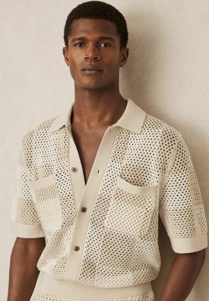 Reiss REGULAR FIT - ALFRED CHEQUERBOARD - Marškiniai - taupe off white