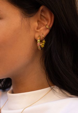 My Jewellery, CIAO EARRINGS WITH HAND-PAINTED FLOWERS - Ohrringe - gold-coloured stainless steel