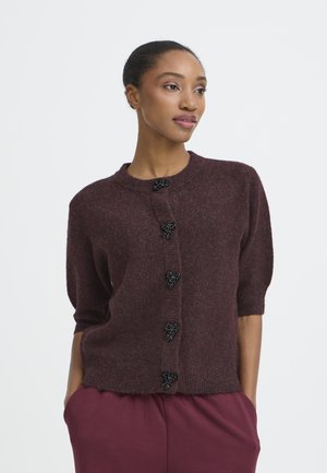 BYOMEA DECO  SHORT SLEEVE - Cardigan - bordeaux