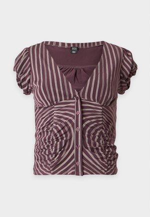 BDG Urban Outfitters, PENNY RUCHED SHIRT - Μπλουζάκι με στάμπα - burgundy
