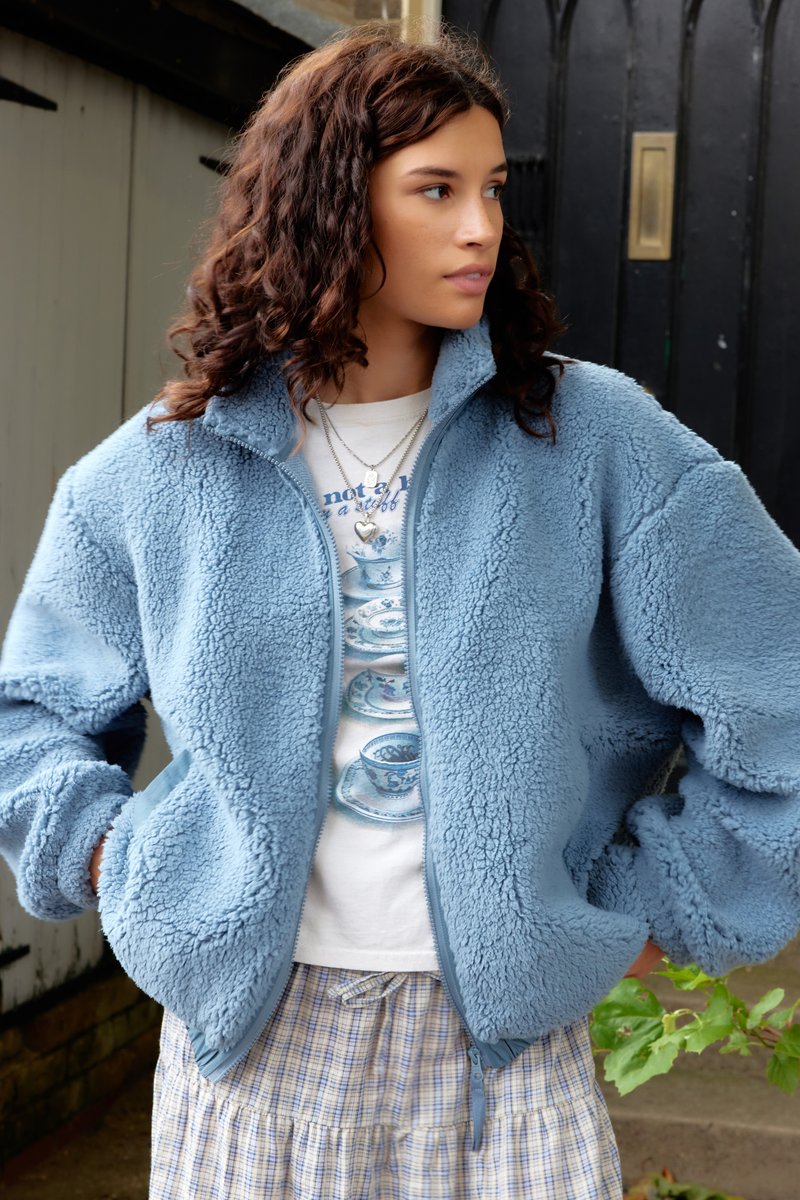 BDG Urban Outfitters OLIVE BOXY  - Flisinė striukė - blue