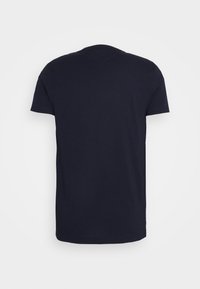 Camiseta de manga corta azul marino con cuello redondo. Fabricada en tejido suave, presenta un diseño sencillo y corte recto sin gráficos.