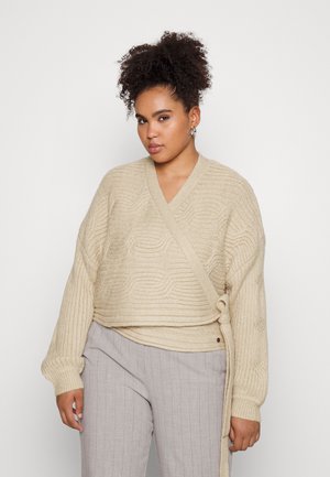 NMJAMIL V-NECK CABLE WRAP CURVE - Camisola - irish cream