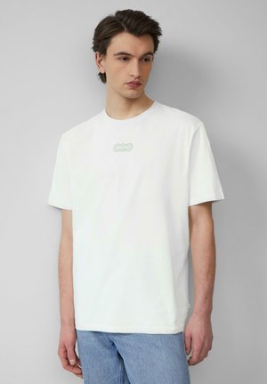 RUNDHALS MIT FRONT - Print T-shirt - creme