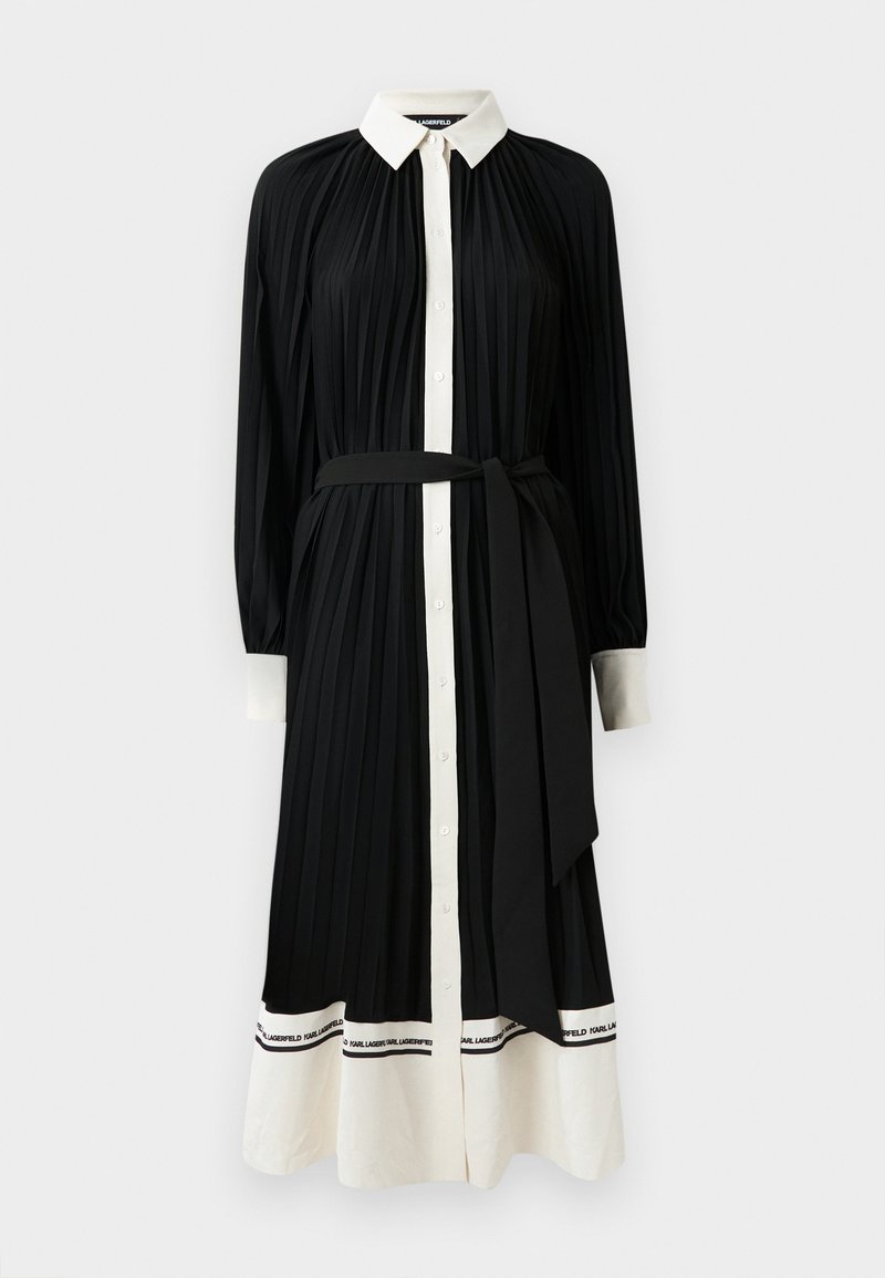 SHEIN Raffinéa Robe évasée à col rayé noir et blanc avec taille cintrée SHEIN Raffinéa Robe évasée à col rayé noir et blanc avec taille cintrée