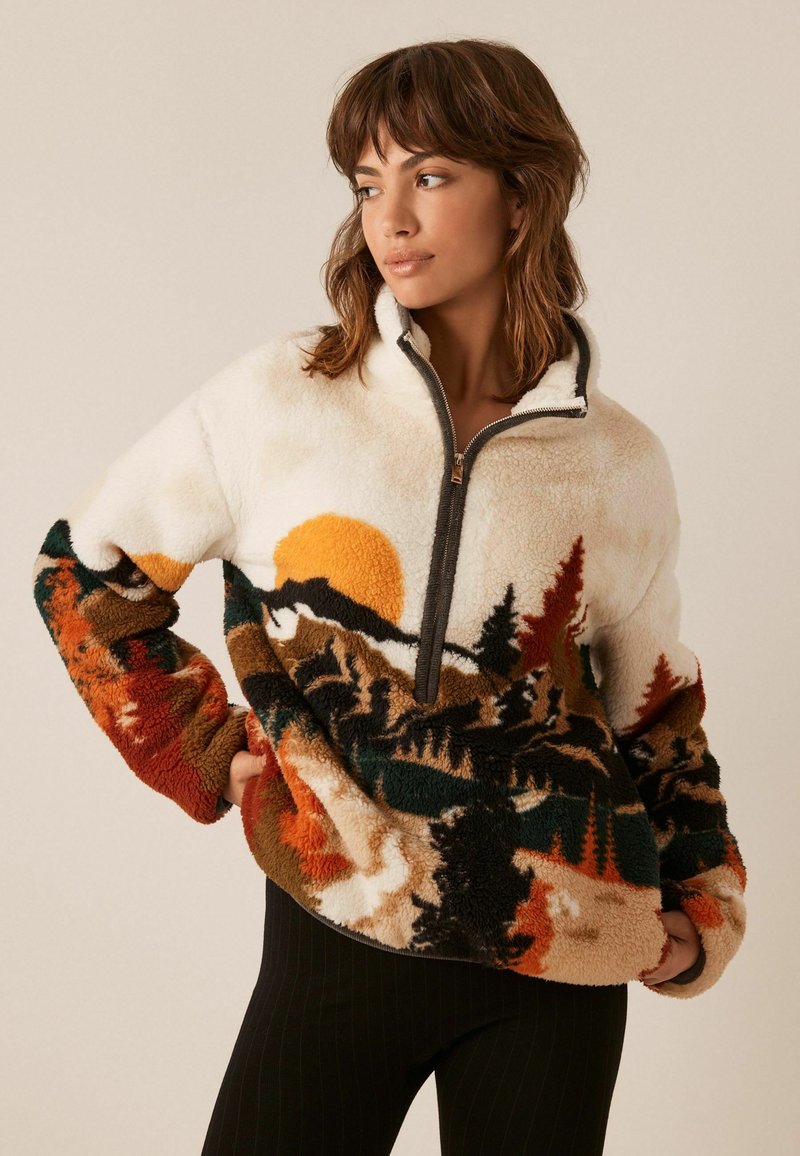 Next HALF ZIP Fleece jumper ecru cream scene/beige Zalando