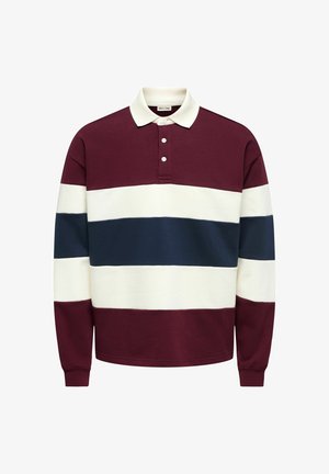Only & Sons, ONSBENEDICT LS RUBGY RLX SWEAT POLO - Top s dlhým rukávom - bordeaux