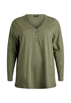 FLASH - MIT V-AUSSCHNITT UND KNÖPFEN - Top dugih rukava - thyme