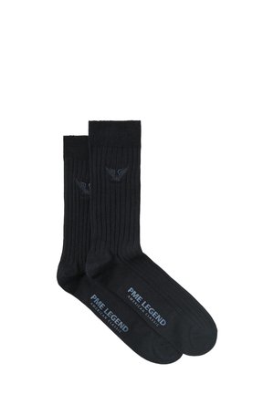 Crne rebraste pamučne čarape s suptilnim logotipom na krilu i tekstom "PME Legend American Classic" u kontrastnom printu na stopalu.