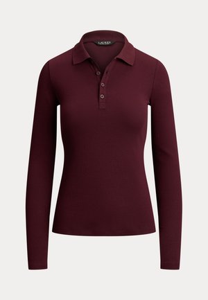 Lauren Ralph Lauren, RIB-KNIT LONG-SLEEVE POLO SHIRT - Πουλόβερ - dark garnet