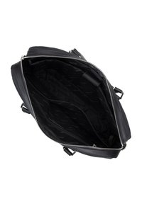 Bolso de mano negro con un exterior duradero, que cuenta con un interior forrado y espacioso, con múltiples bolsillos y un cierre de cremallera.
