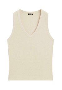 RIBBED V-NECK WITH THICK STRAPS - T-shirts basic - beige