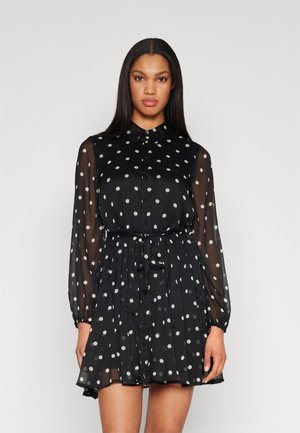 VMSMILLA VOLUME SHORT DRESS  - Shirt dress - black/snow white dot