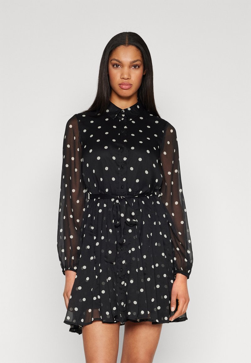 Vero Moda - VMSMILLA VOLUME SHORT DRESS  - Shirt dress - black/snow white dot, Enlarge