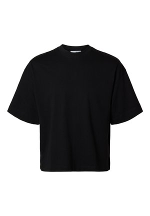 Selected, SLWCOLWOMAN OVERSIZED TEE - Basic T-shirt - black