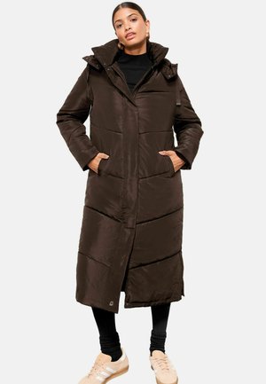 LINE HOODED PADDED  - Zimný kabát - chocolate brown