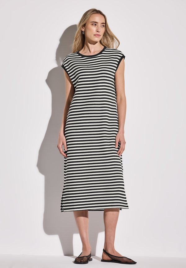 GESTREIFTES  - Strickkleid - schwarz