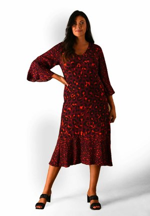 ANIMAL PRINT FLUTE SLEEVE V NECK - Denn aty - pink
