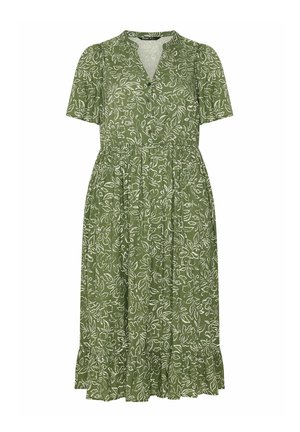 Yours Clothing, PLUS SIZE FLORAL DRESSES - Abito a camicia - khaki
