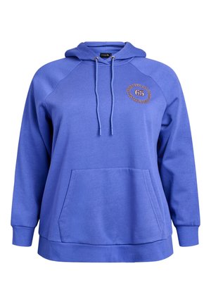 Active by Zizzi, HOODIE MIT GESTICKTEM FRONTMOTIV - Huppari - blau