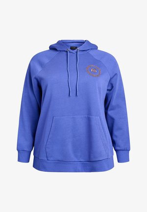Active by Zizzi, HOODIE MIT GESTICKTEM FRONTMOTIV - Kapuzenpullover - blau