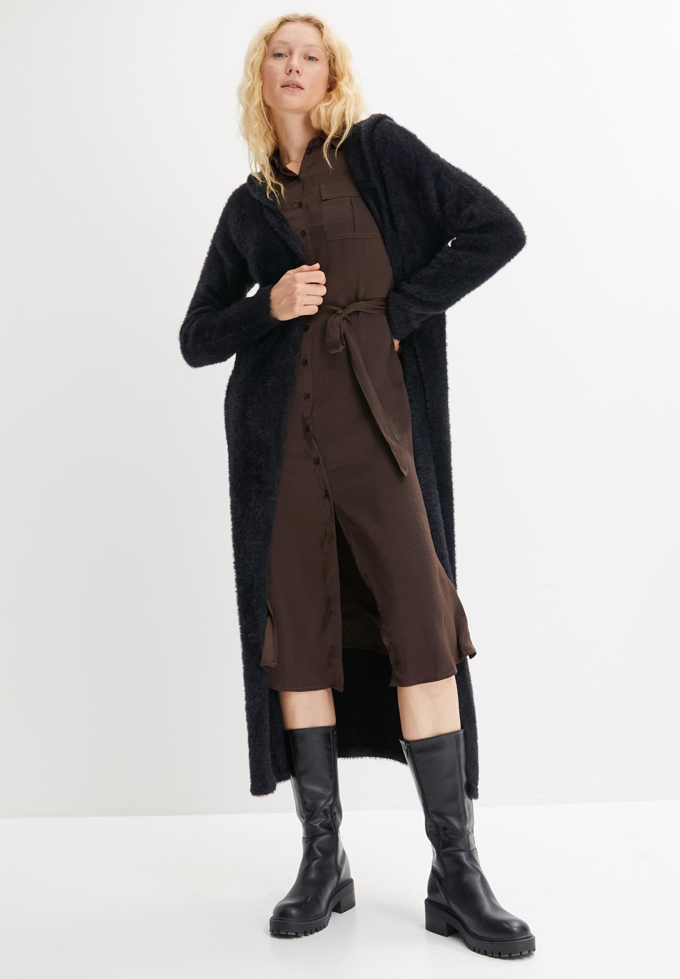 Longstrickjacke Strickjacke Damen Bonprix Bonprix GARN Strickjacke