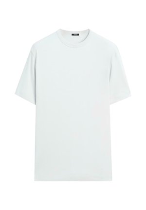 T-shirt a maniche corte di colore azzurro chiaro, realizzata in morbido cotone con scollo rotondo e vestibilità comoda. Senza motivi o dettagli visibili.