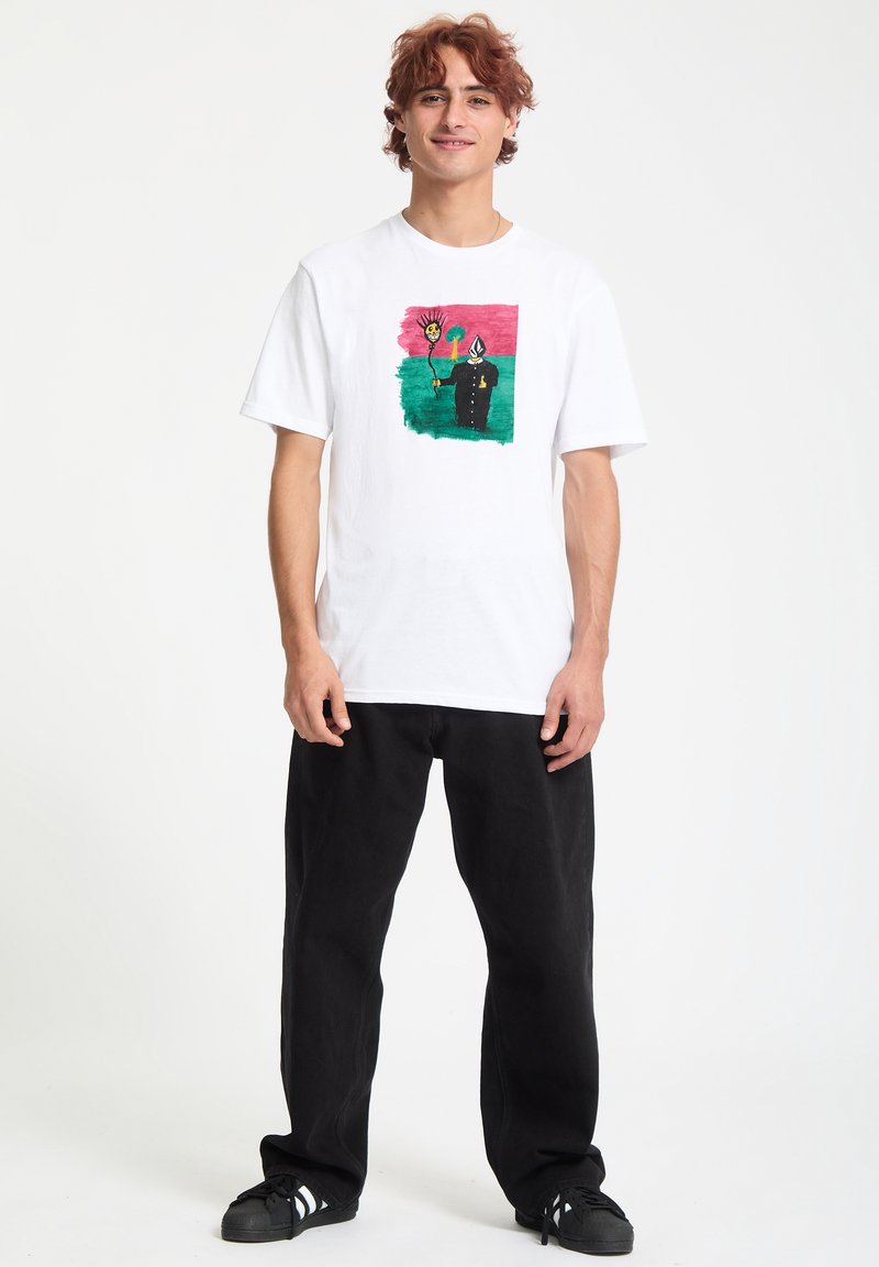 T-shirt bleu marine en coton imprimé 03B7 - Boutique Loden