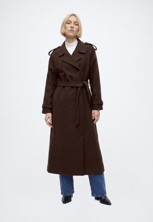 VILA, VISOFIE L/S HEAVY MAXI TRENCHCOAT/1/KA - Шлифер - coffee bean