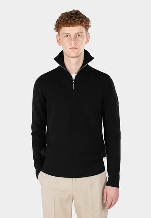 REUBEN KNITTED HALF  - Sweatjakke - black