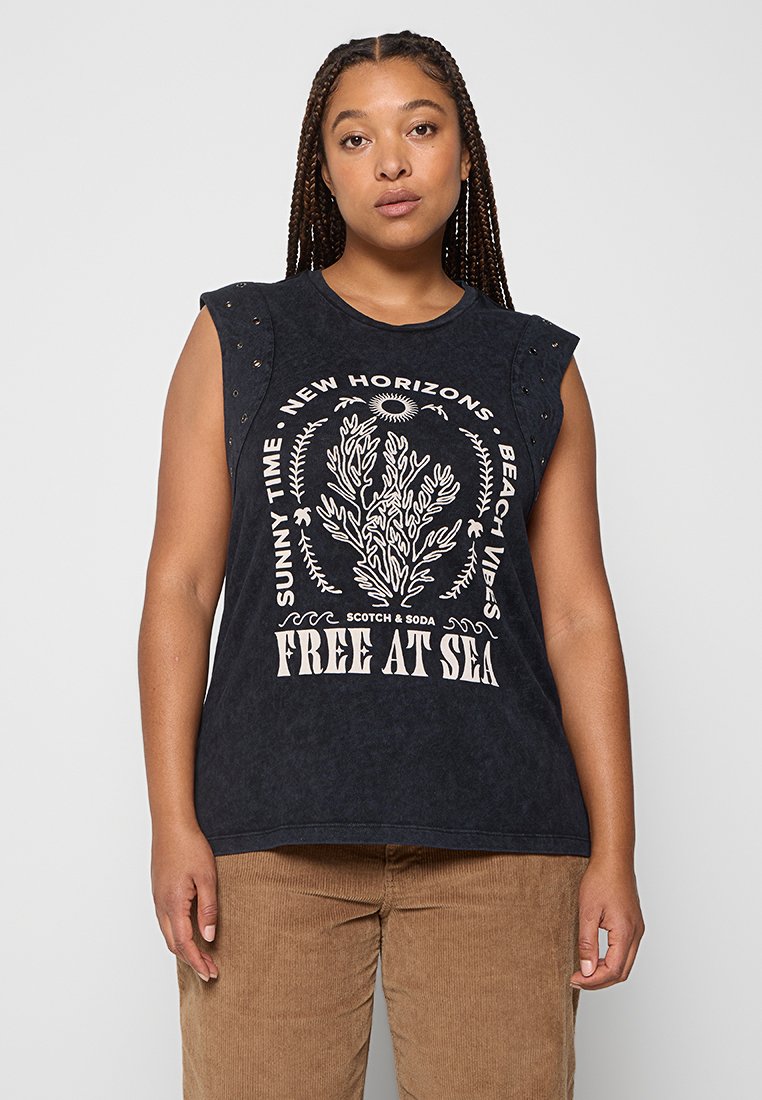Scotch & Soda T-shirt print zwart