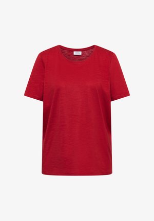 Cecil, BASIC T-SHIRT WITH ROUND NECK IN A SOLID COLOR, ciemnoczerwony