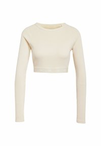 RIBBED LONG SLEEVE CROP - Maglietta a manica lunga - cream white