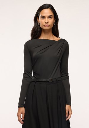 Terranova, T-SHIRT MANICA LUNGA DRAPPEGGIATA A TINTA UNITA - Maglietta a manica lunga - nero