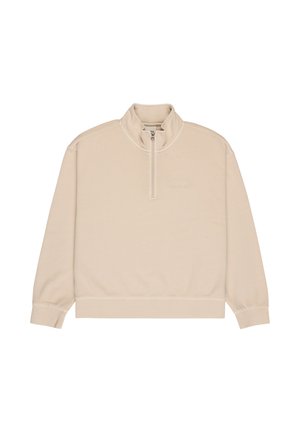 Beige Sweatshirt mit Viertel-Reißverschluss, langen Ärmeln, gerippten Bündchen und Saum sowie dezentem "element" Logo auf der Brust.