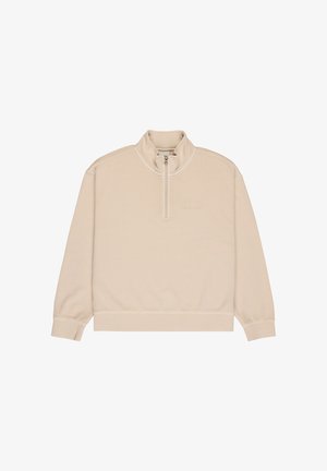 Beige Sweatshirt mit Viertel-Reißverschluss, langen Ärmeln, gerippten Bündchen und Saum sowie dezentem "element" Logo auf der Brust.