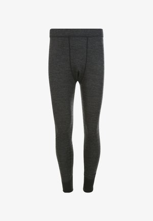 Dunkelgraue thermische Leggings mit einer figurschmeichelnden Passform, ausgestattet mit einem verstärkten Bund und Knöchelabschlüssen. Hergestellt aus einem weichen, dehnbarem Material.