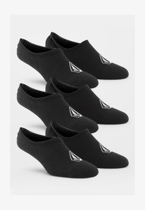 Chaussettes noires à mi-mollet avec une texture lisse ; présentent un logo blanc sur le côté et un design à faible coupe. Paquet de cinq paires.